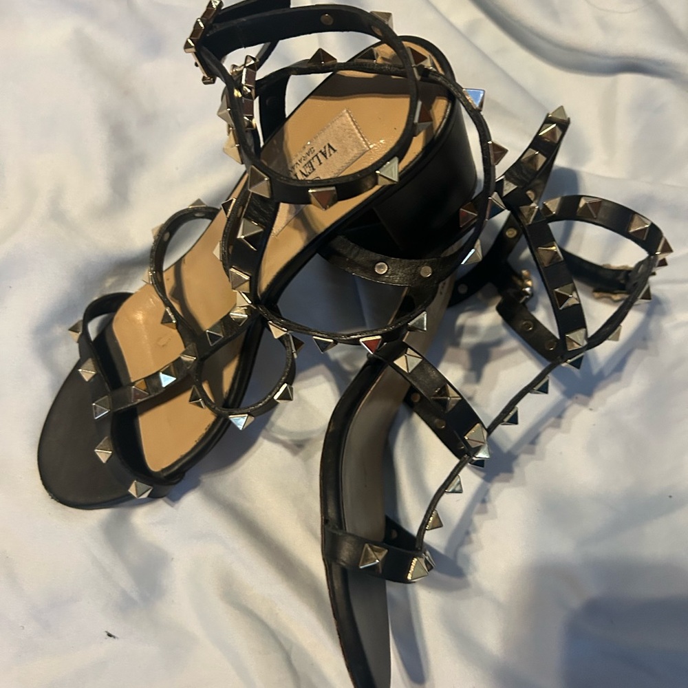 Valentino Black Studded Gladiator Sandals